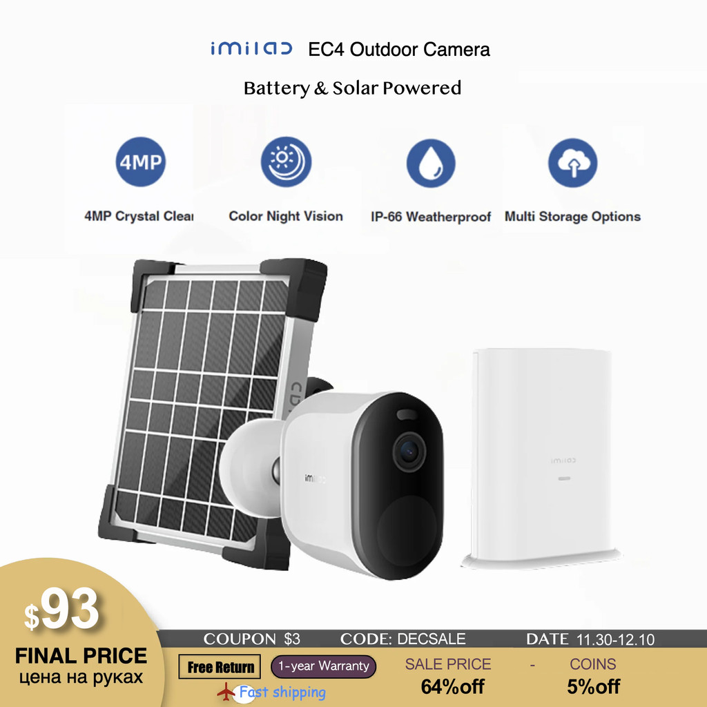 Imilab EC4 Camera Full kit 4MP Wifi Night Vision AI Human Detection