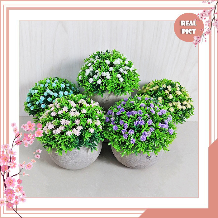 Unico PBP124 Tanaman Hias Buatan Sepaket Pot Bunga Plastik Ornamen Hiasan Pajangan Ruangan Rumah Art