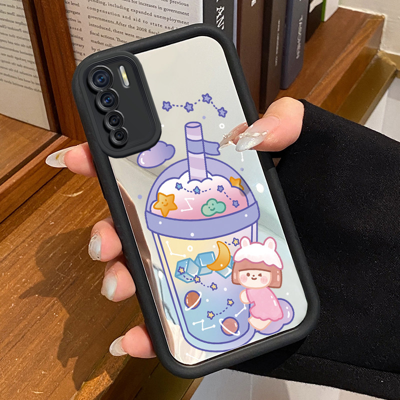 Casing Hp OPPO A91 OPPO F15 OPPO Reno 3 Case Casing pola teh boba Kesing Tahan sidik jari Kasing HP 