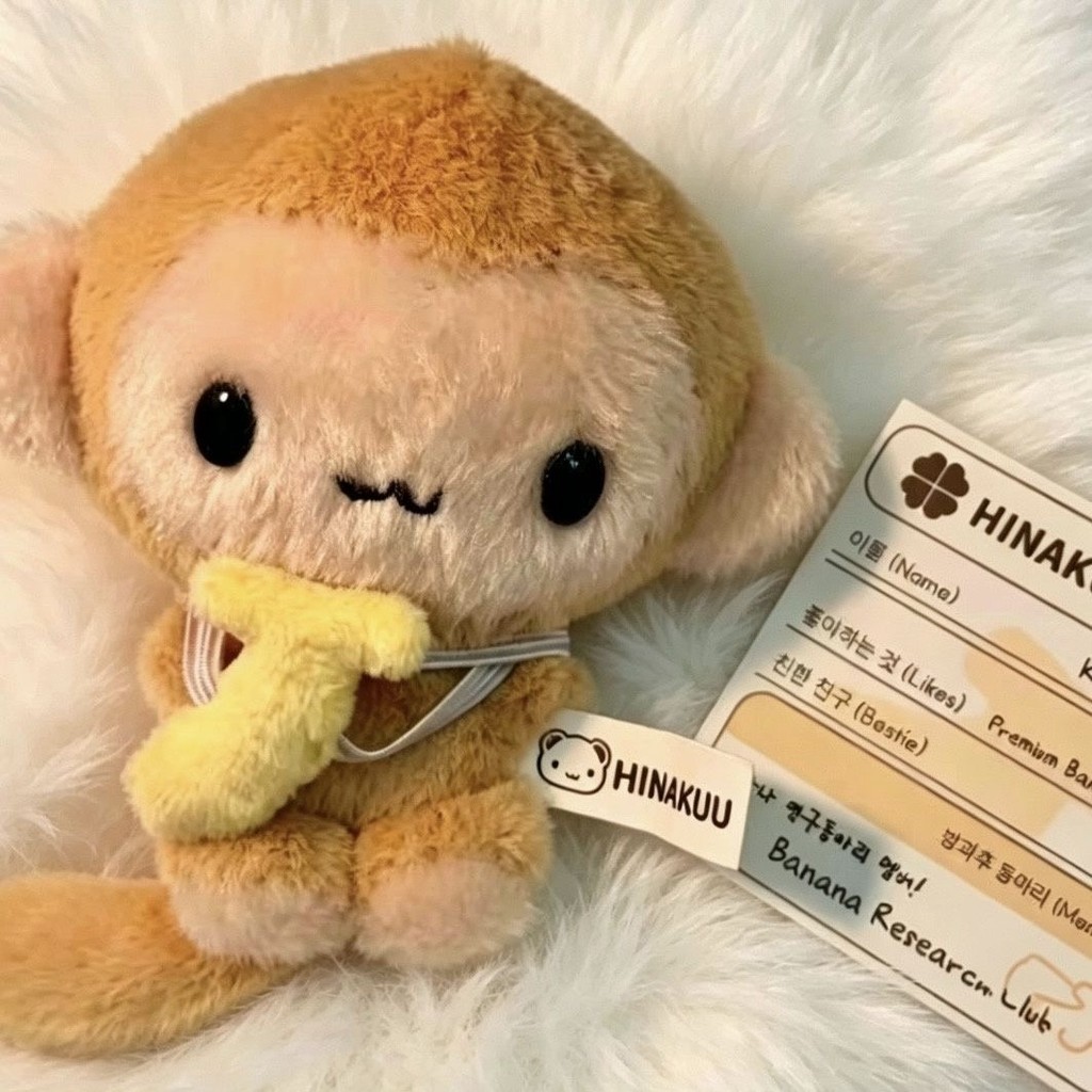 Kawaii Hinakuu Monkey Plush Keychain Stuffed Animals Banana Monkey Bag Charm Korean idol Style