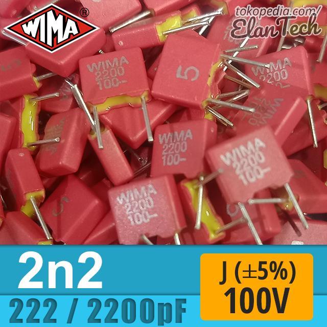 Terbaru Wima 2N2 / 2.2Nf / 222 / 2200Pf J 100V Capacitor Kapasitor Elantech