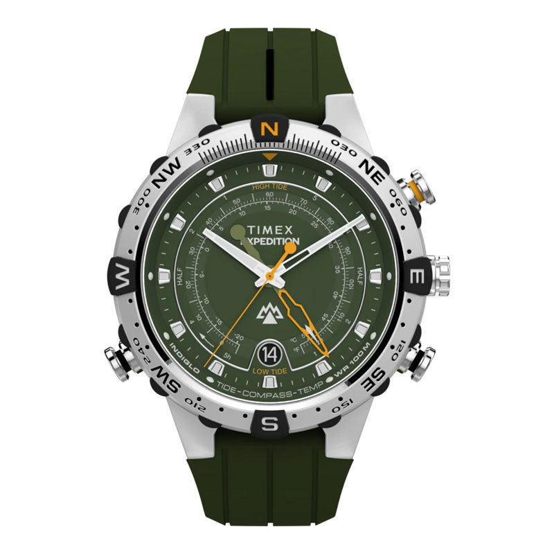 Jam Tangan Pria Timex Expedition TW2Y14400 Tide Temp Compass Green Dial Green Silicone Strap
