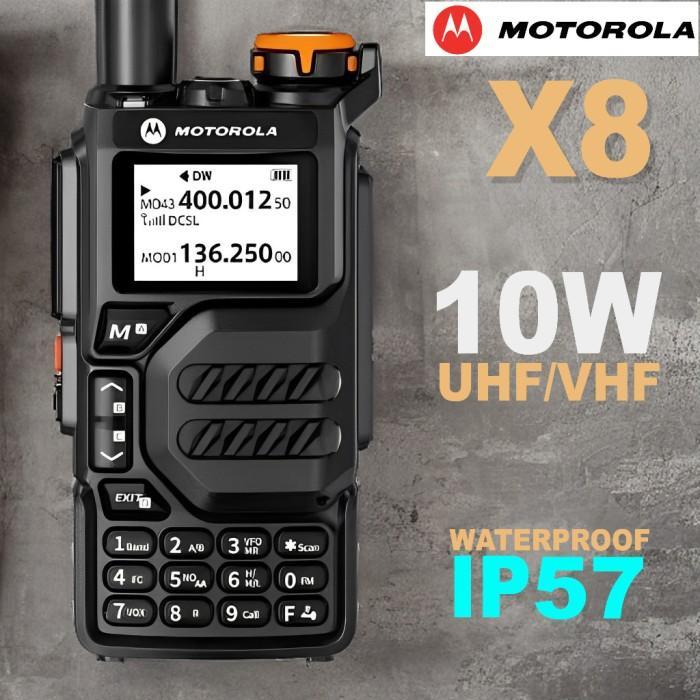 Everystr- Promo Ht Motorola X8 Walkie Talkie Jarak Jauh Vhf/Uhf Dual Band Total Output 20Km 10W