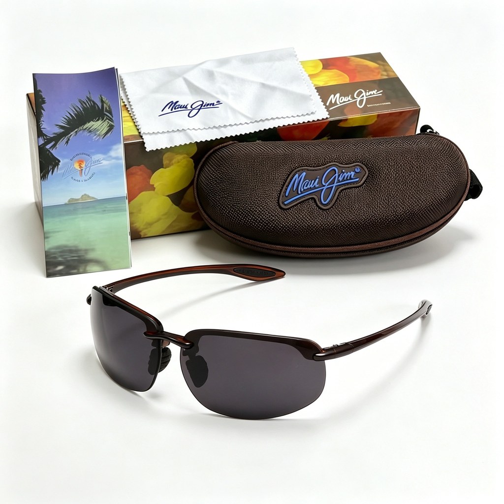 Maui Jim Ho'okipa 407 Men Polarized Sunglasses Outdoors Sports Cycling Fishing Rimless Glasses