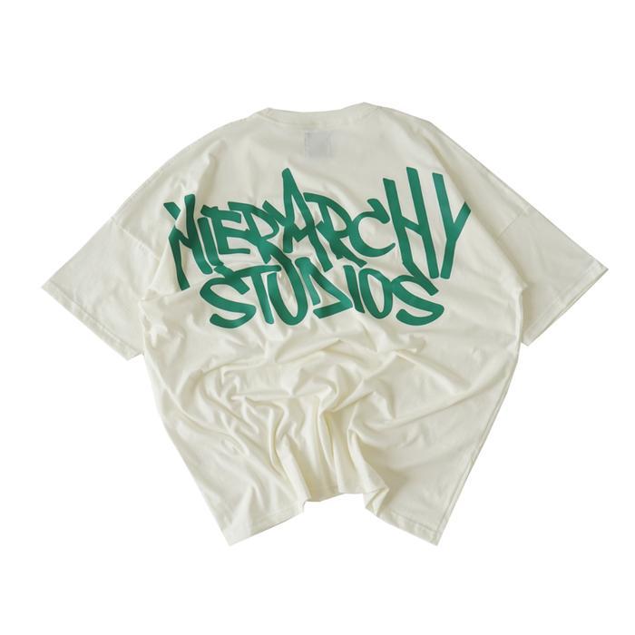 NEW Hierarchy Studios - Graffiti Wide Logo Oversized T-Shirt White