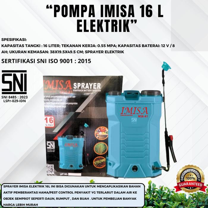 Pompa Sprayer Variasi Elektrik, Manual, Elektrik & Manual 16Liter Bergaransi Tangki Semprotan
