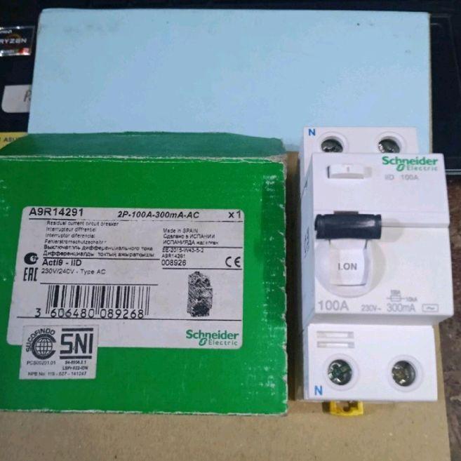 RCCB ELCB SCHNEIDER 2P 100A 300MA ORIGINAL