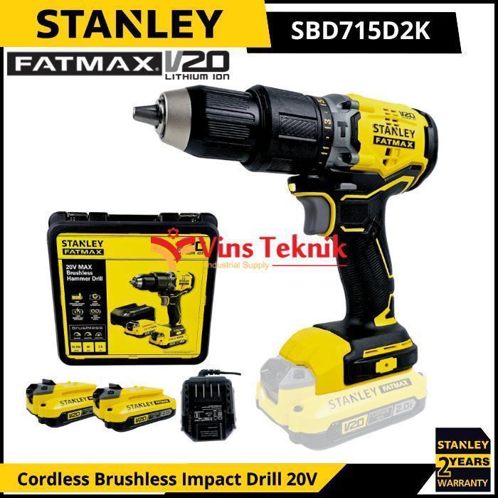 Stanley Tools - Stanley Sbd715D2K Mesin Bor Tembok Baterai Cordless Brushless Impact Drill 13Mm 20V