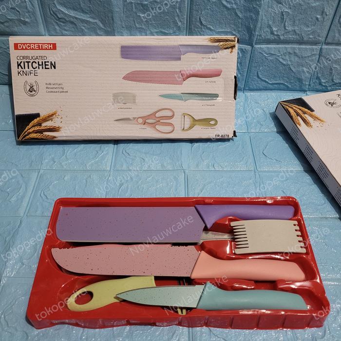 Terlaris corrugated kitchen knife set / pisau dapur set New