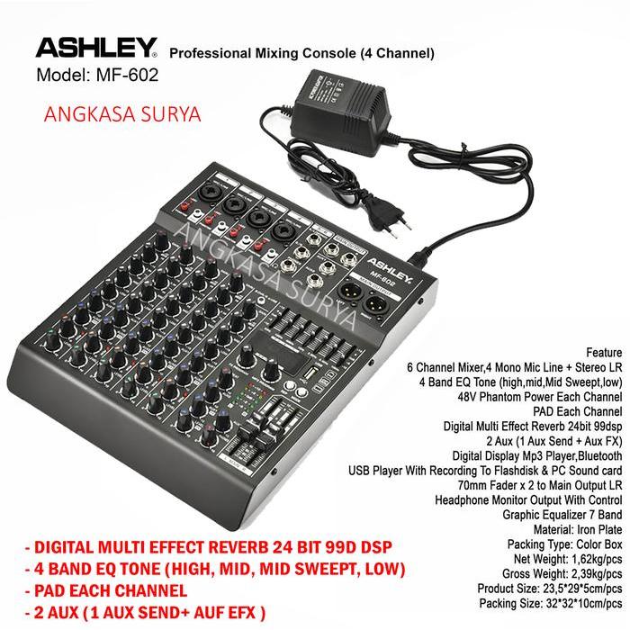 Promo Mixer Ashley Mf602 Original / Mixer Audio Ashley Mf 602 Original / Mixer 6 Channel Reverb 99