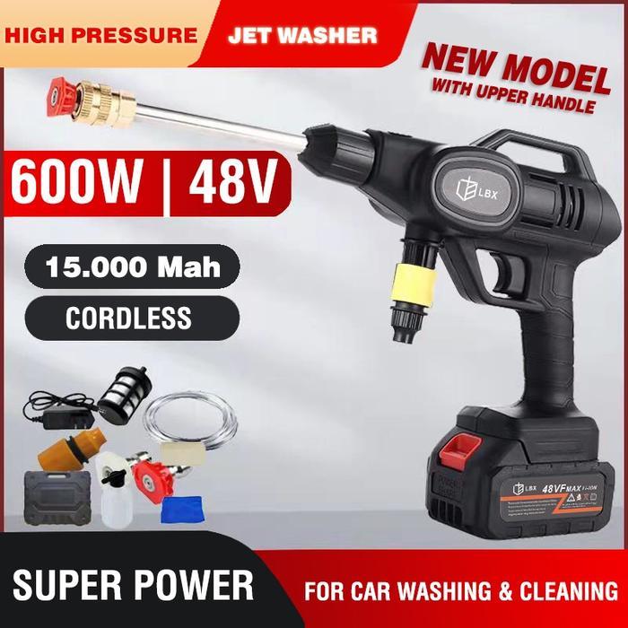 NEW Set Alat Cuci mobil Portable Jet washer water spray cordless LBX