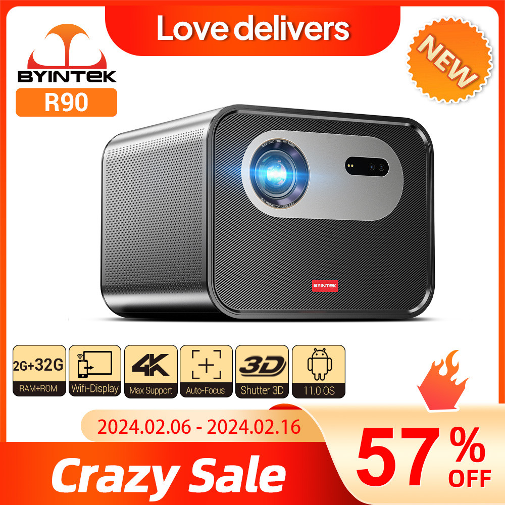 BYINTEK R90 Full HD 1080P DLP Projector 2200 ANSI Lumens Android TV