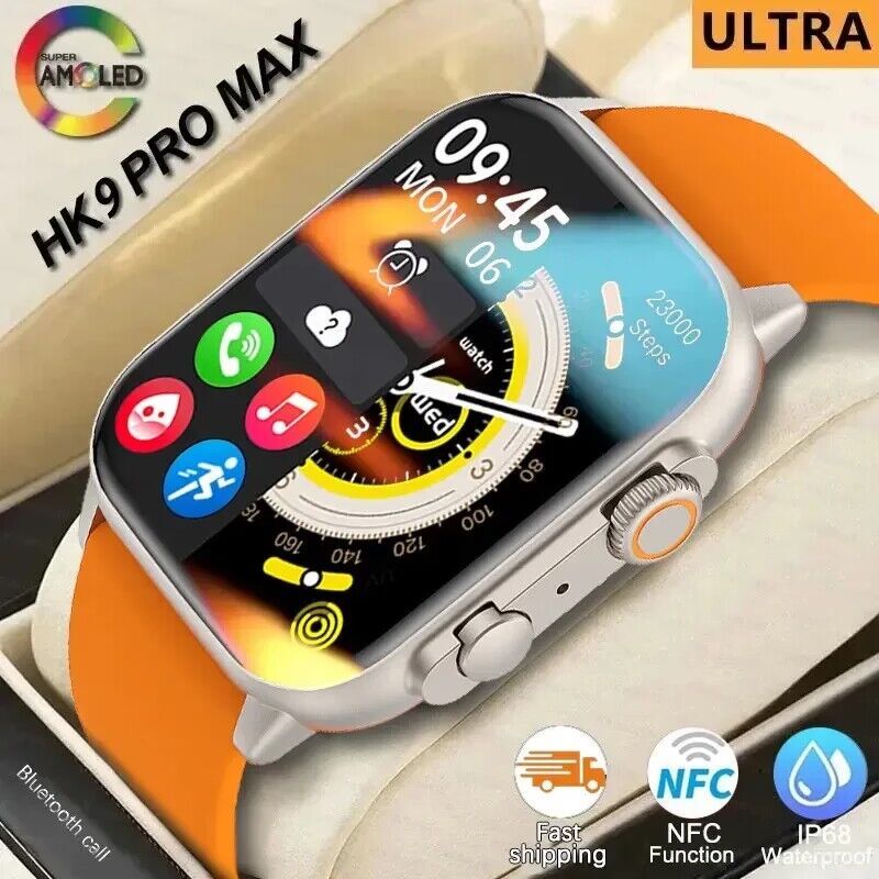 NEW 2024 HK9 Pro MAX Smart Watch 9 Mens Women AMOLED HD Screen Heart