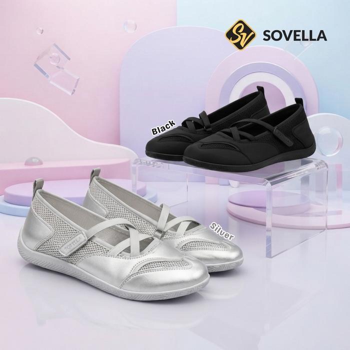 Leedoo Footwear - Sepatu Wanita Flat Shoes Mesh Elastis Daily Casual Kekinian Sv122