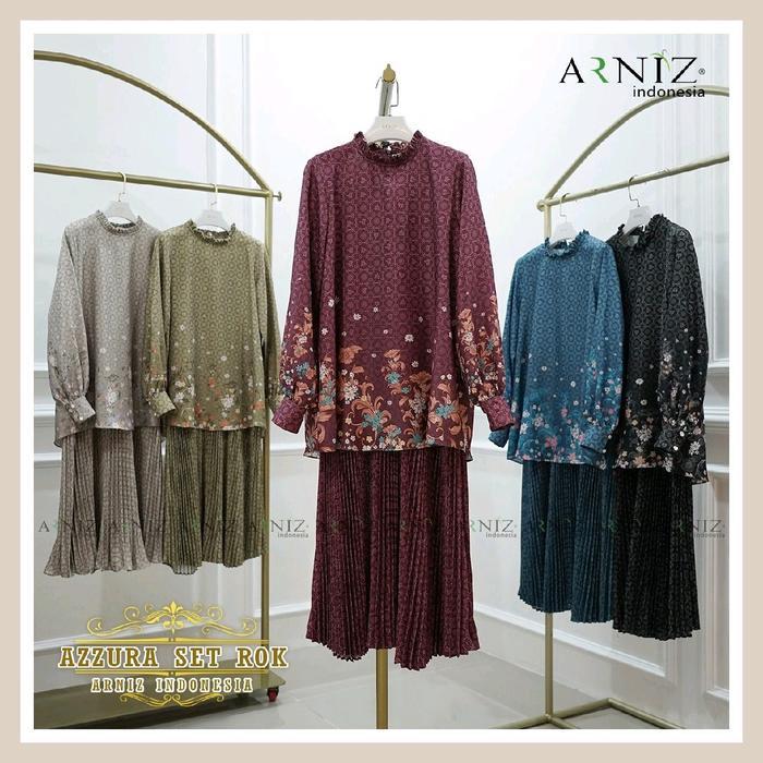 ARNIZ Azura set rok Wanita Muslim Setelan Baju Dewasa