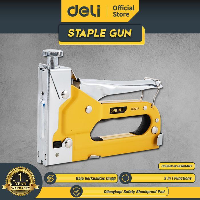 Deli Dl1313, Staple Gun 3 In 1, Stapler Tembak, Gun Tacker, Staples Tembak, Stapler Chromium, Staple