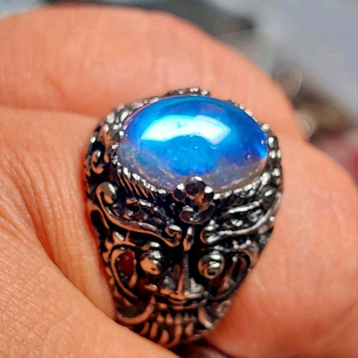 Cincin cakrawaka batu kalimaya 14mm ring barong bali cincin akik pria terlaris