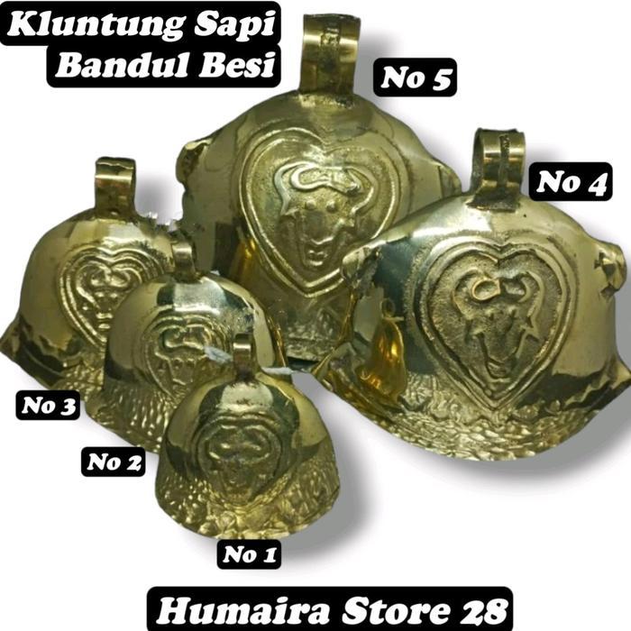 Aydaazani- Kluntung Gentho Sapi Bel Pintu Pagar Lonceng Rumah Klontongan Sapi Bandul Besi Gold Antik