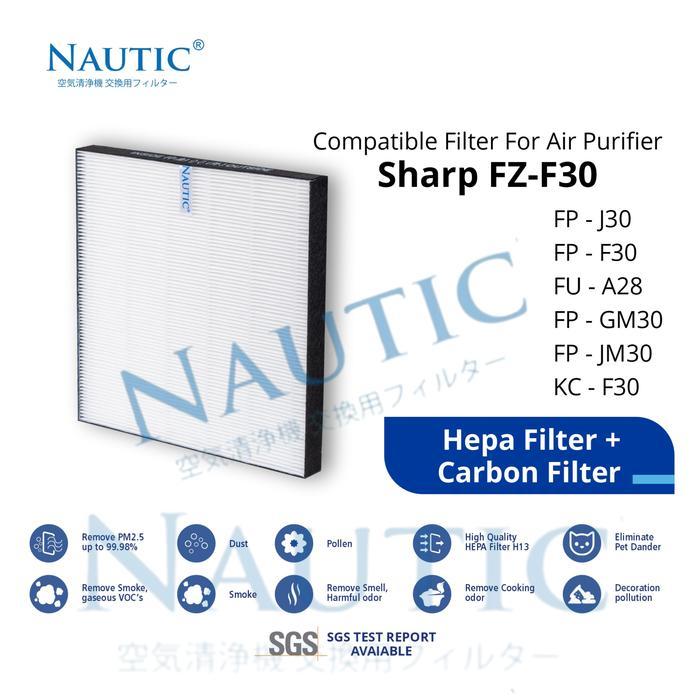 Airvera Filter HEPA Sharp Air Purifier FP-F30Y/J30Y/GM30Y, KC-F30Y/FZ-F30HFE