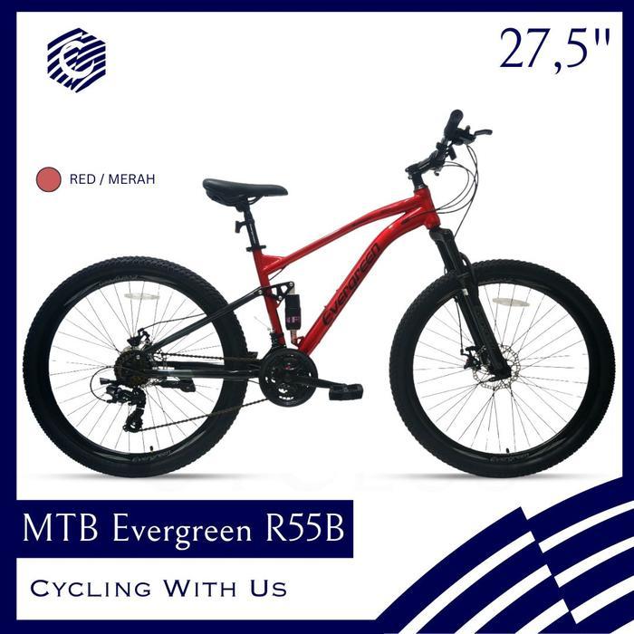 Sepeda Gunung MTB Evergreen Ranger R55B R55 R35 Suspensi Suspension 27,5 Inch Anak Remaja Dewasa - M