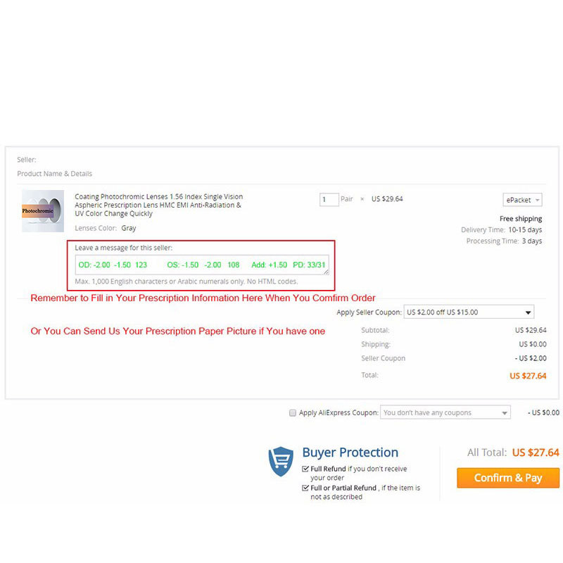 CCspace A Pair Prescription Of Optical Lens 1.56 1.61 1.67 1.74 GREENEMI Aspheric My Presby