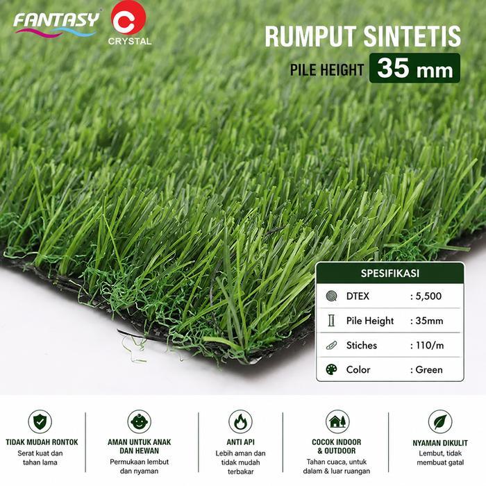 > Crystal Karpet Rumput Sintetis Tipe Swiss Satin 35mm Karpet Rumput Palsu Meteran Karpet Rumput