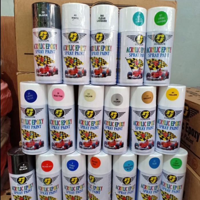 Pilox Pilok Cat Semprot RJ London Warna Standard Hitam Putih Clear Doff Merah Biru Kuning (150cc)