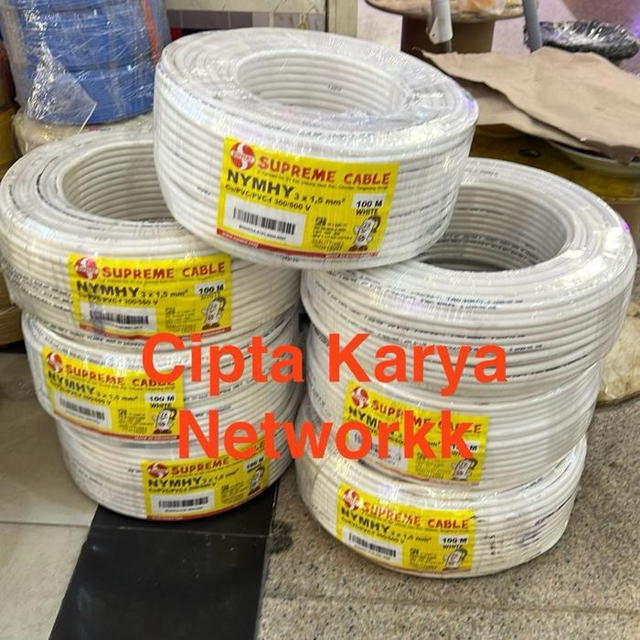 Kabel Supreme Nymhy 3x1,5 100m Putih Serabut / Nymhy 3x1.5 / 3x1.5mm - 100m