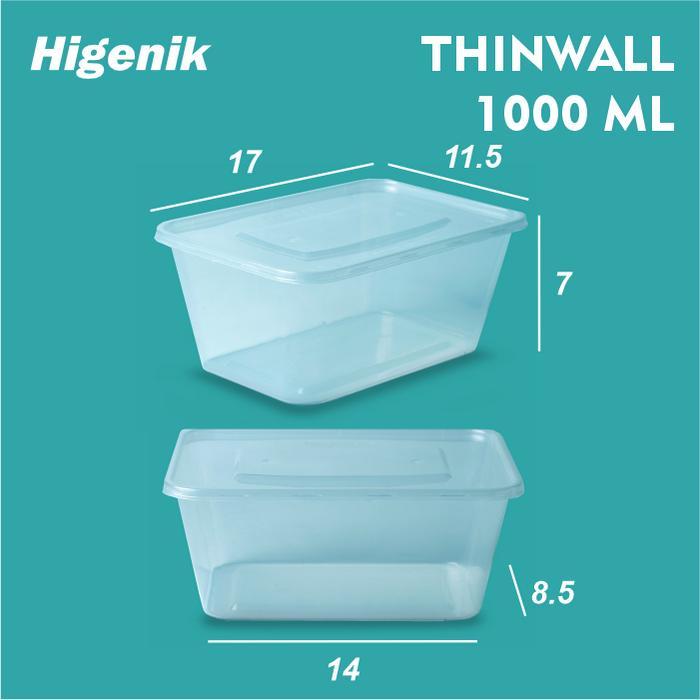 READY Thinll 1000 ml / Food Container Box / Kotak Makan Plastik / Mika Box