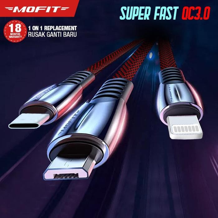 mofit m-160 kabel data quick charge 3.0 cable usb micro type c iphone