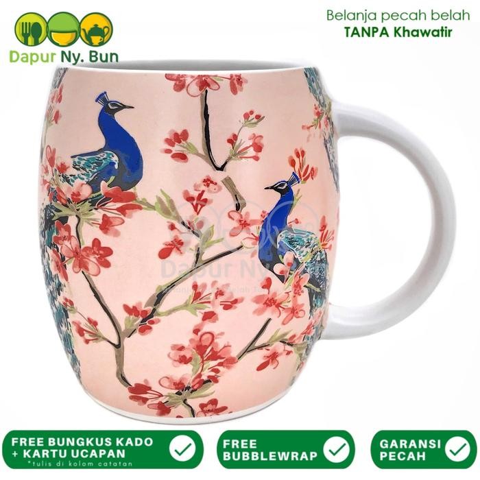(Good) Mug Jug Motif Burung Merak 550ml / Gelas Gentong Imlek CNY Peacock
