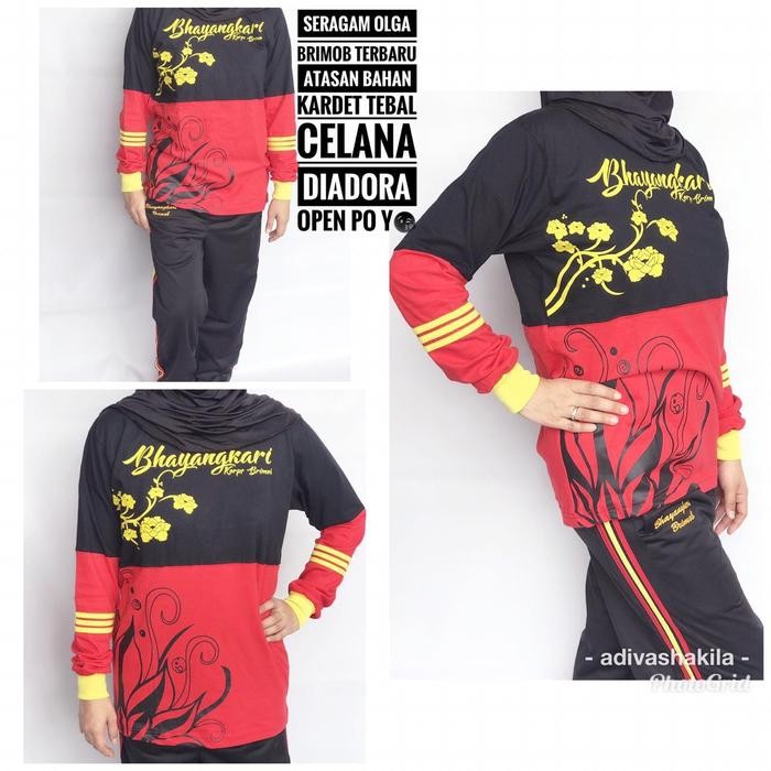 tvkj- { Atasan Saja} Atasan Baju Olahraga Bhayangkari Brimob Motiv Bunga Dan Motov Bordir