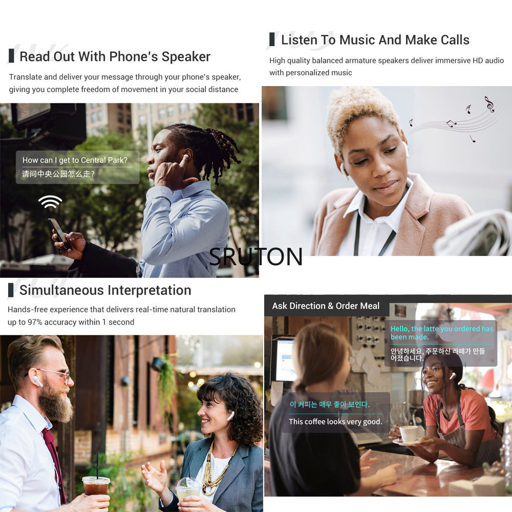 Translation headset Multi language real-time translation Intelligent voice translator WirelessBlueto