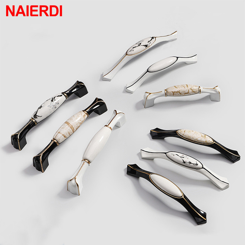Naierdi Black Vintage Furniture Handle Aluminum Alloy Cabinet Handles Door Kitchen Knobs Chinese