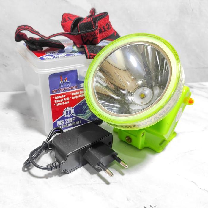 senter kepala mitsuyama ms216p waterproof 80watt super terang selam Ms 216P Headlamp Baterai