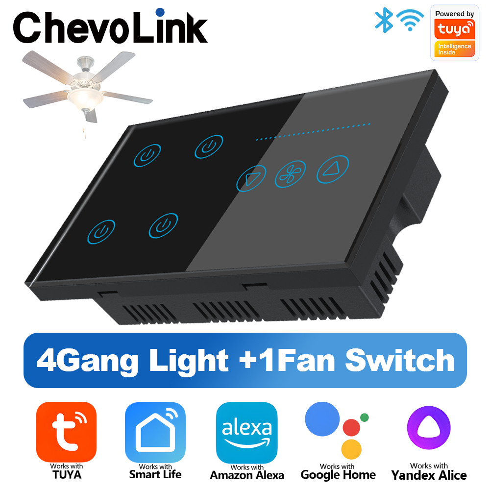 Wifi Smart Tuya Light 4 Gang Switch Ceiling Fan Switches Smart Life/Tuya App Works With Alexa And