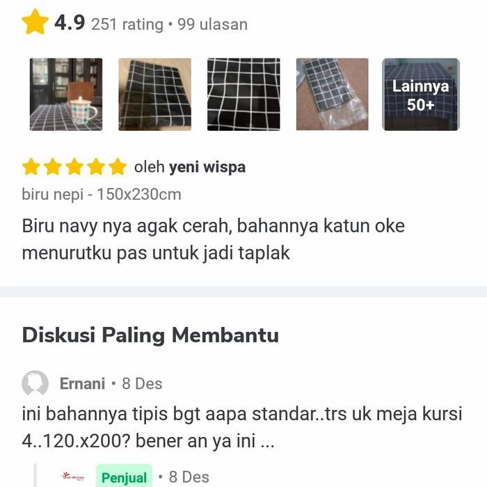 Promo  Taplak Meja Makan Kain Katun 6 Kursi/Taplak Meja Kain Katun 4 Kursi