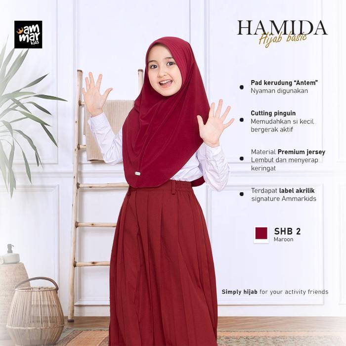 SIAPKIRIM Jilbab Sekolah Anak SD Merah Maroon Ammar Kids Hamida Hijab Premium READY STOCK