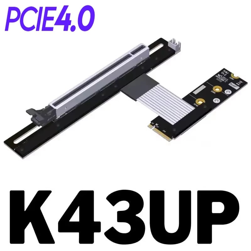 NEW K43UP PCI-E 4.0 16X RISER CARD M.2 NGFF NVME KEY M TO PCIE X16 EXTENSION CABLE GEN4 SATA POWER