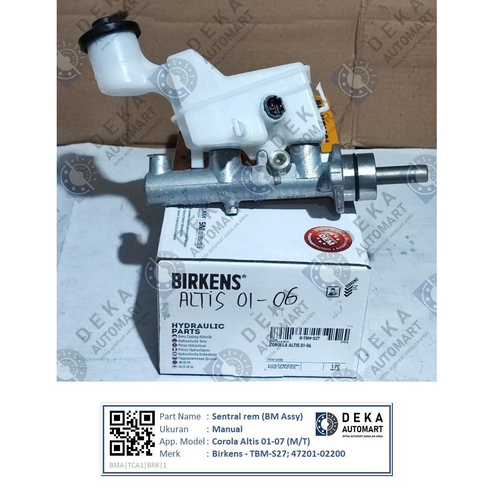 Sentral rem atas (Brake master - BM Assy) Birkens Manual untuk Corola Altis 01-07 (M/T) (TBM-S27; 47