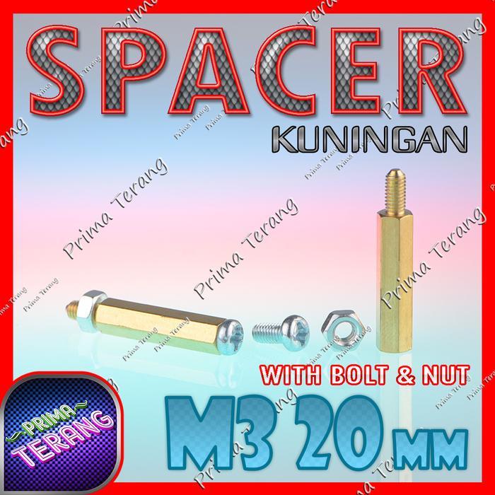 Spacer 2 Cm 2cm 20mm Besi Male Female + Mur Baut M3