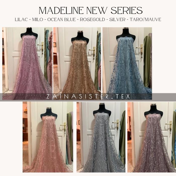 eyys- 1/2 Meter Kain Bahan Kebaya Brokat Brukat Tile Etnik Madeline New Series Warna Sage