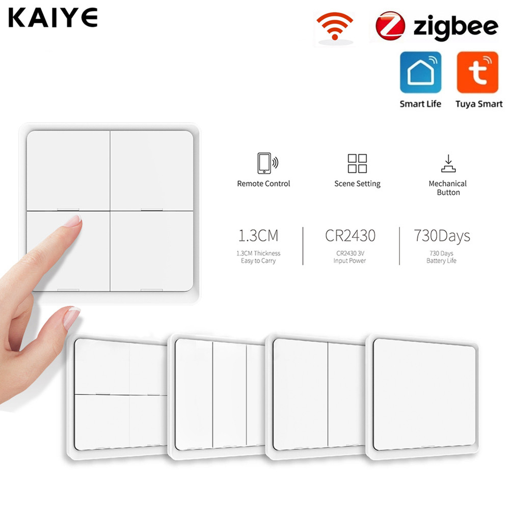 4 Gang Tuya Zigbee Wireless Scene Switch Smart Switch Battery Powered
