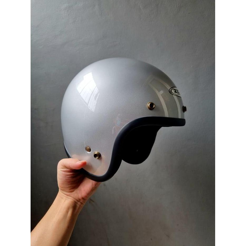 ZEUS 385C SILVER GLOSSY RETRO HELMET