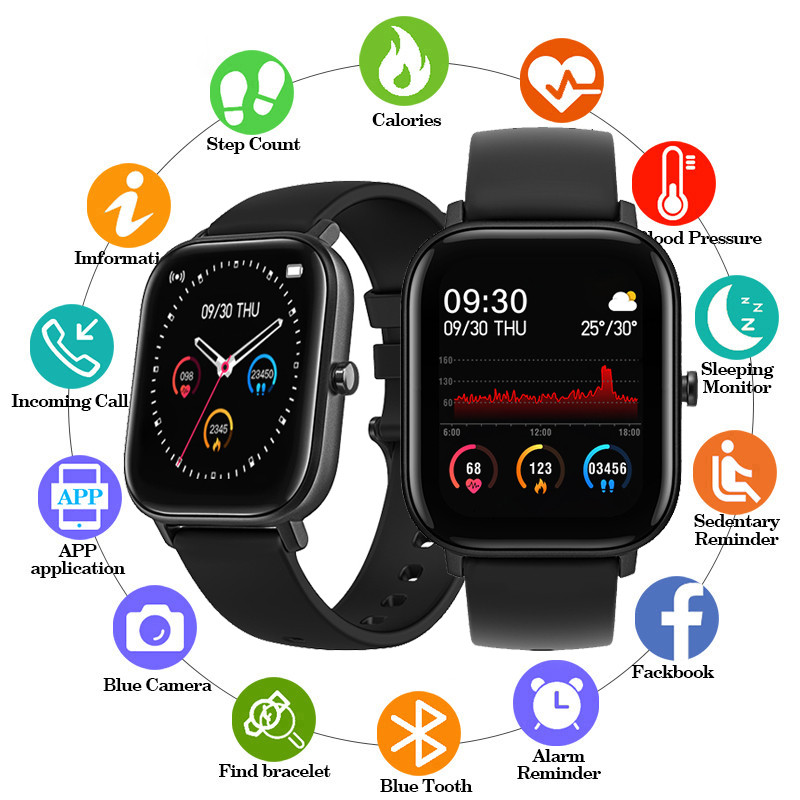 P8 Smart Watch 2024 Bluetooth Calls Smartwatch Full Touch Waterproof Fitness Tracker Blood Pressure 
