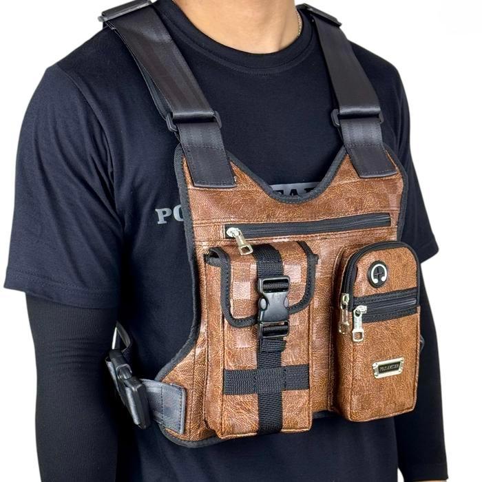 Eiger - Tas Selempang Dada Pria Chestbag Rompi Tactical Kulit Pu Leather Outdoor Sporty