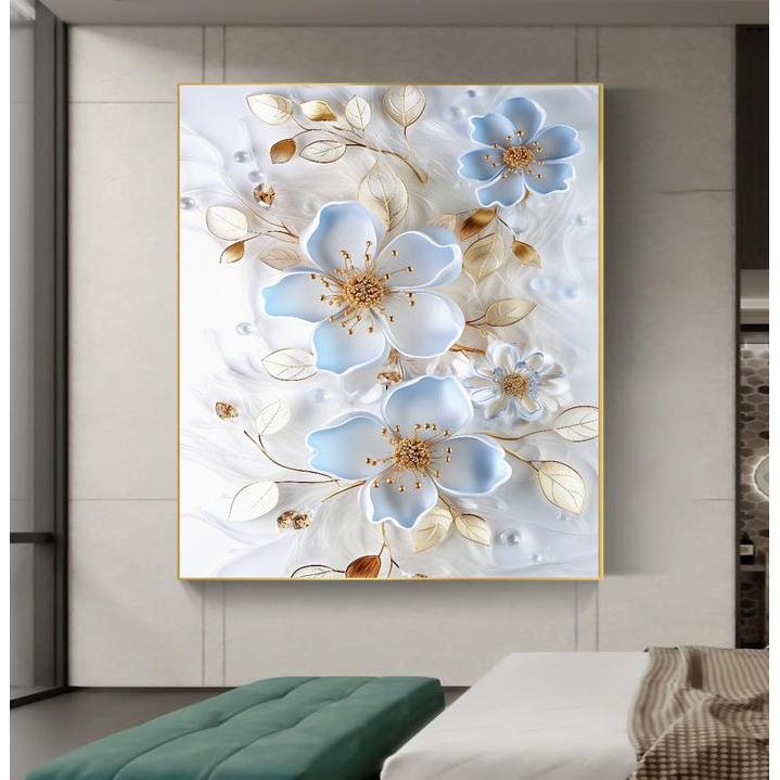 Pesanan Khusus Stiker Vinyl Bunga Putih 3d - Wallpaper Dinding Bunga Putih Mewah