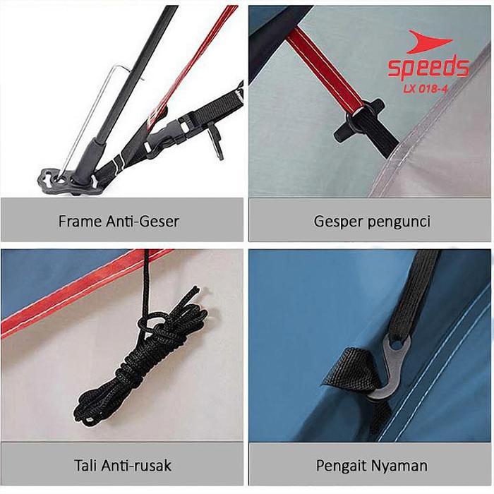 Diskon Speeds Tenda Camping Tenda Kemah Speeds 3-4 Orang Lipat Portable Tenda Otomatis Tas 018-4