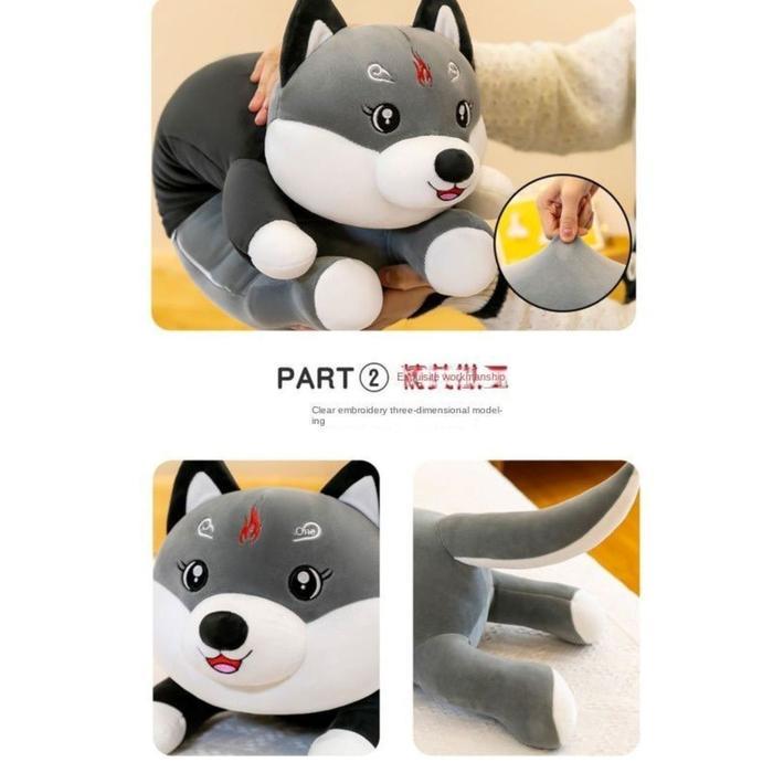 Boneka Guling Lying Dog Husky Ukuran 50cm - Mainan Anak-anak