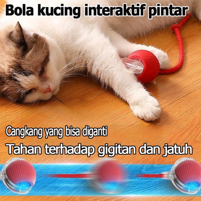 Mainan Haiwan Peliharaan ElektrikTovs Kucing Pintar, Bola Bergolek AutomatikEkor Palsu, Boleh Dicas